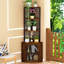 Armoire d'appoint en coin classique brun de 65 pouces de hauteur avec support en verre pour station de charge