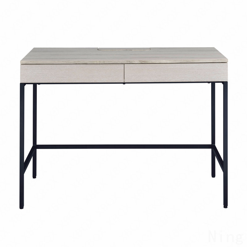 Bureau d'écriture, naturel et noir avec 2 tiroirs