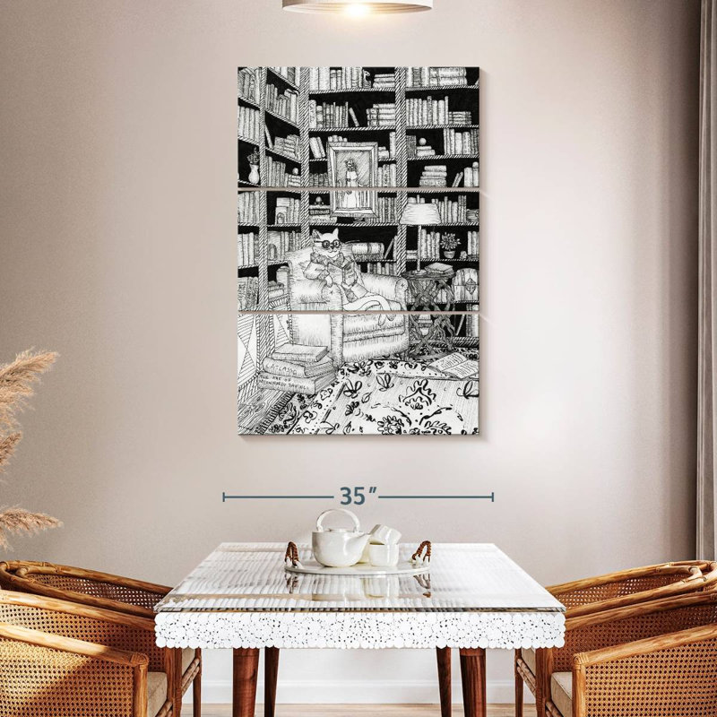 Brampt The Cat's Library, 50" H x 32" W
