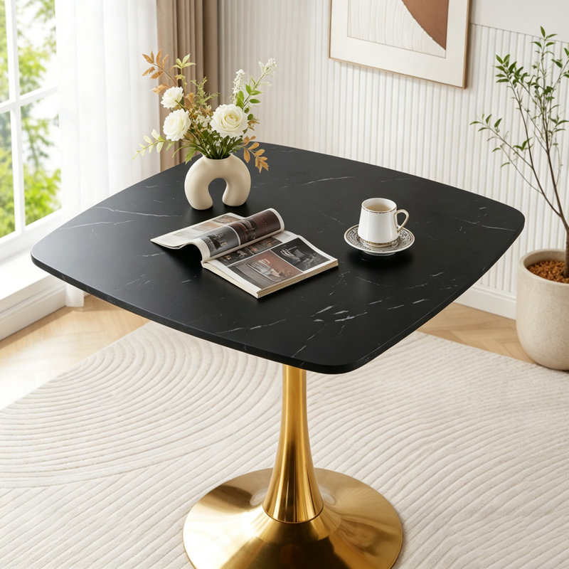 Table tulipe 31,5 pouces, Or + noir mat