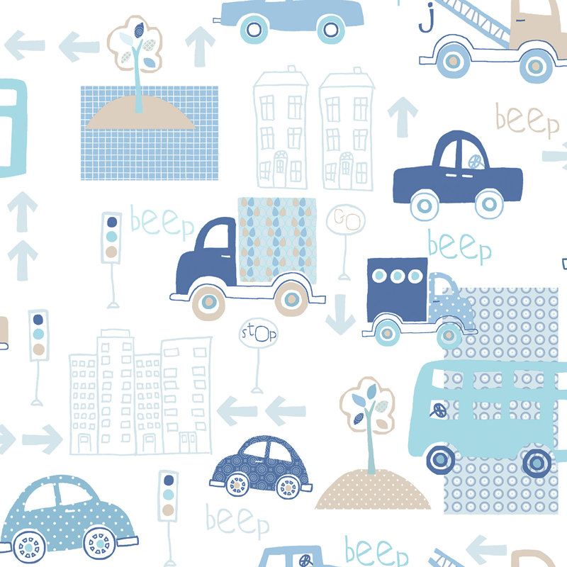 Bellamy 1000cm x 53cm Matte Wallpaper Roll, Blue/White/Brown