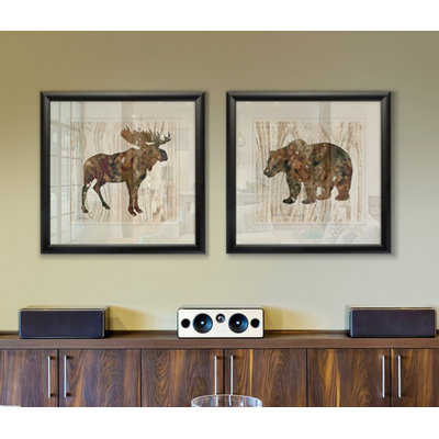 «Pine Forest Moose», ensemble de 2 reproductions encadrées