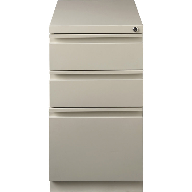 Putty Steel 3-Drawer Lockable Mobile Filing Cabinet