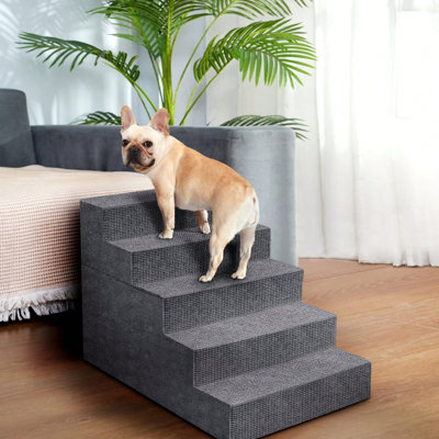 4/5-Tier Pet Stairs – Non-Slip, High-Density Foam Steps, Removable Washable Cover For Small Dogs & Cats