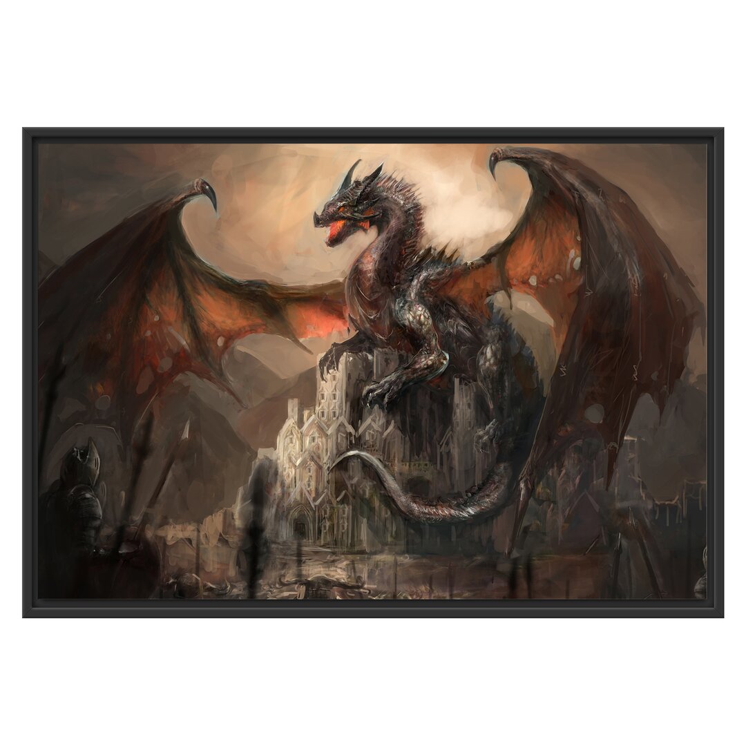 Gerahmtes Poster Dragon Guarding Castle