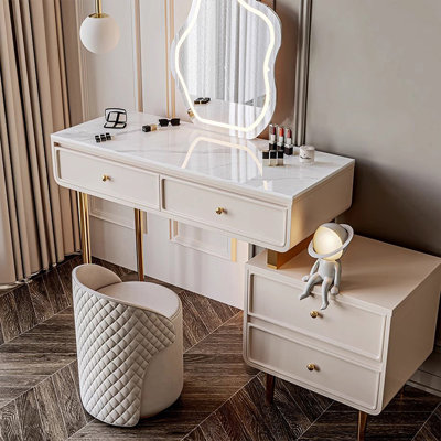 Makeup Vanity with Light mirror,4 drawers,1 chair