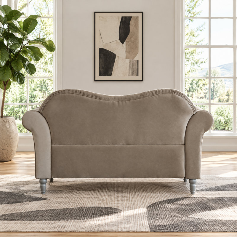 Canapé deux places en velours de 169 cm, Chesterfield capitonné Crystal Diamond, beige, Beige