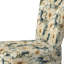 Chaise d'appoint antique en velours beige et bleu avec pivoines I