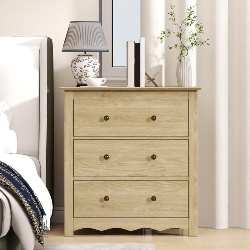 31.49" Wave Design 3-Drawer Nightstand