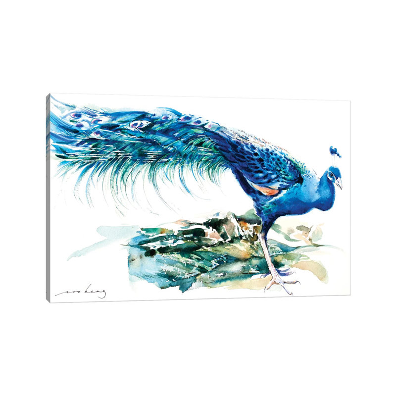 Peacock Splendour II by Soo Beng Lim - Wrapped Canvas Painting, 20.32 cm H x 30.48 cm W