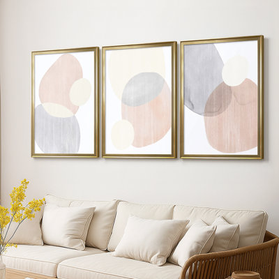 Pastel Shifting Spheres I - Toile tendue avec châssis sur mesure - 3 pièces