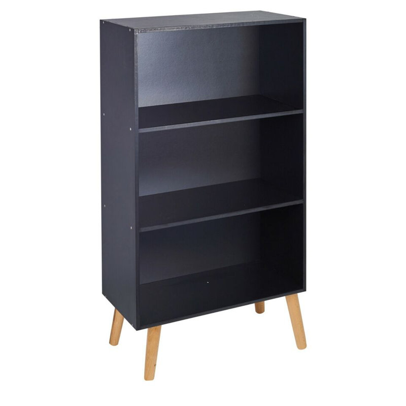 Vester 90cm H x 60cm W Solid Wood Standard Bookcase, Black & Pine  Leg