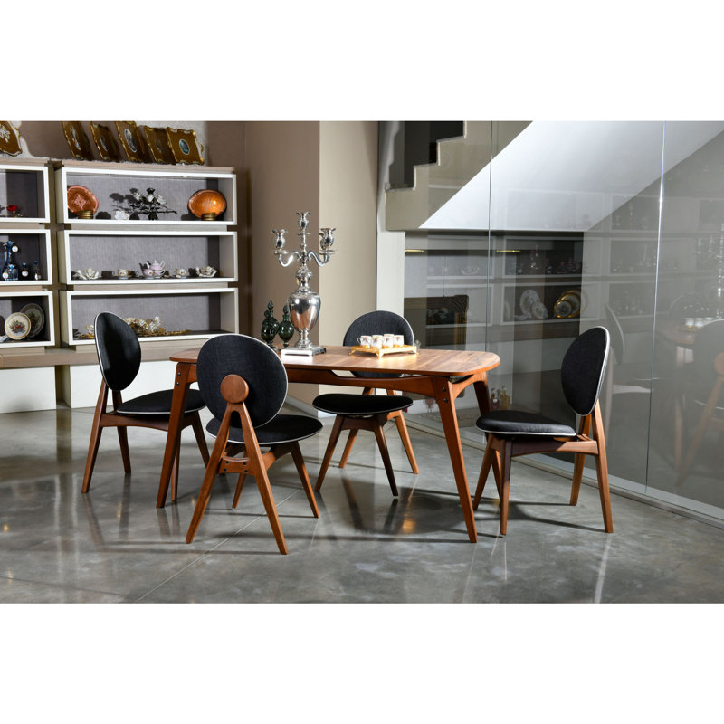 Ensemble repas pour quatre personnes, Noyer / anthracite