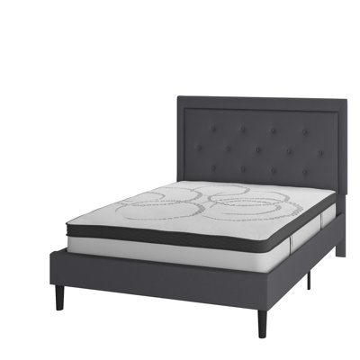 Lit plateforme capitonné Aluino Matelas à ressorts ensachés