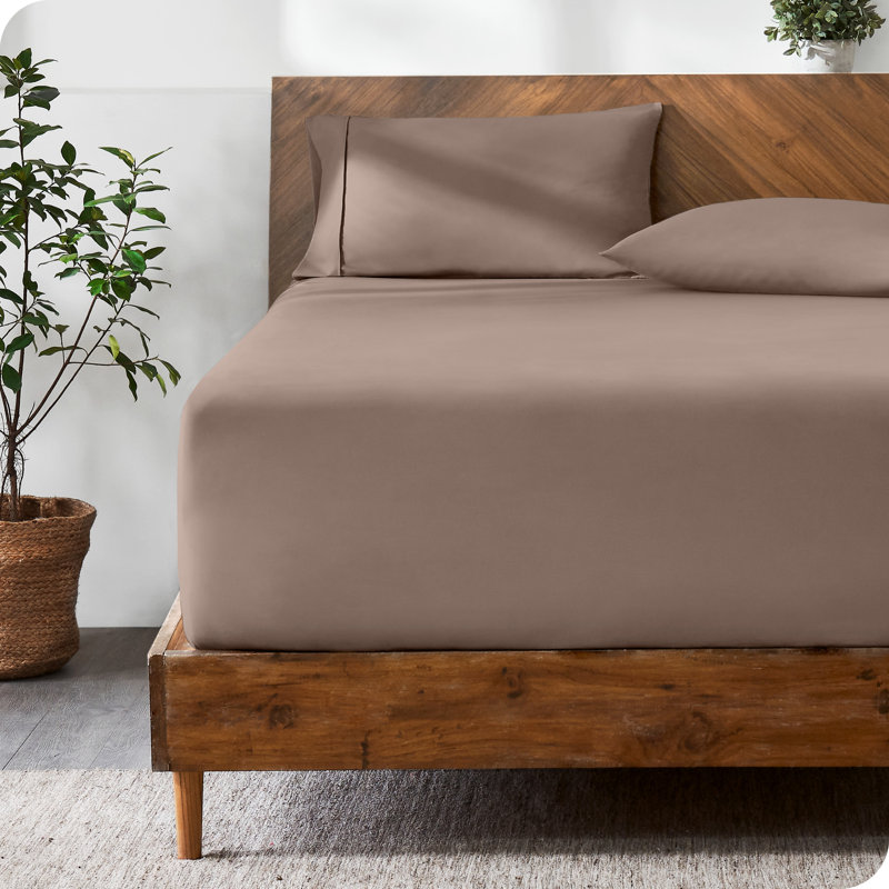 Extra Deep Microfiber Fitted Sheet, Queen Fitted Sheet, Taupe