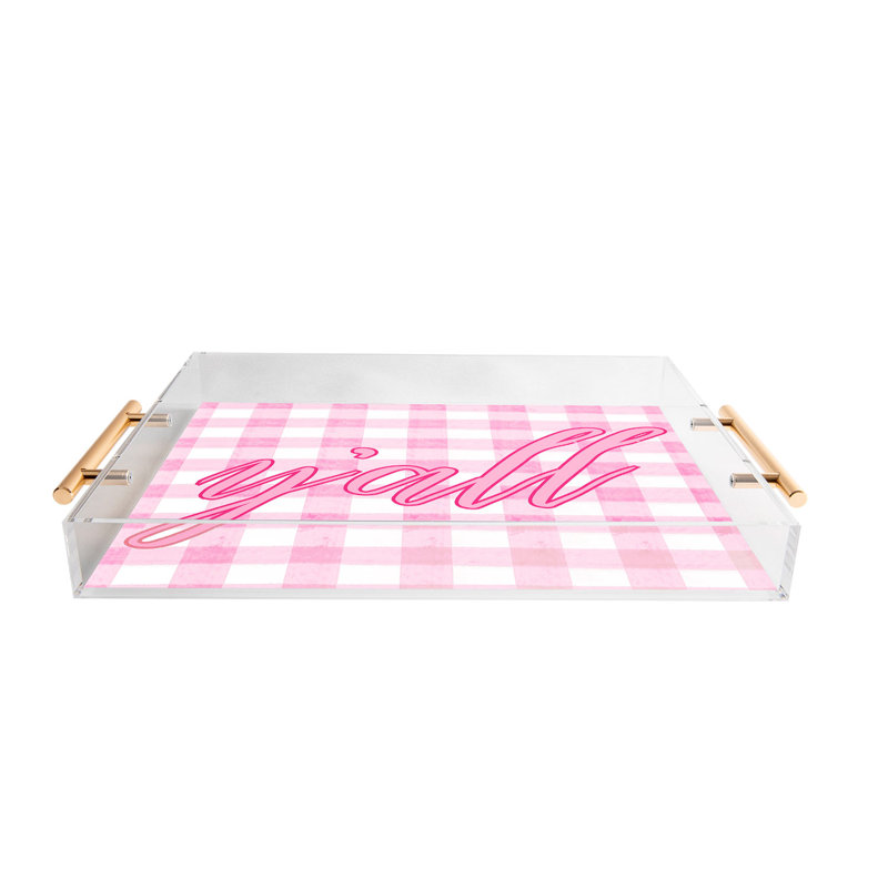 ciaojessa yall gingham Acrylic Tray, Pink