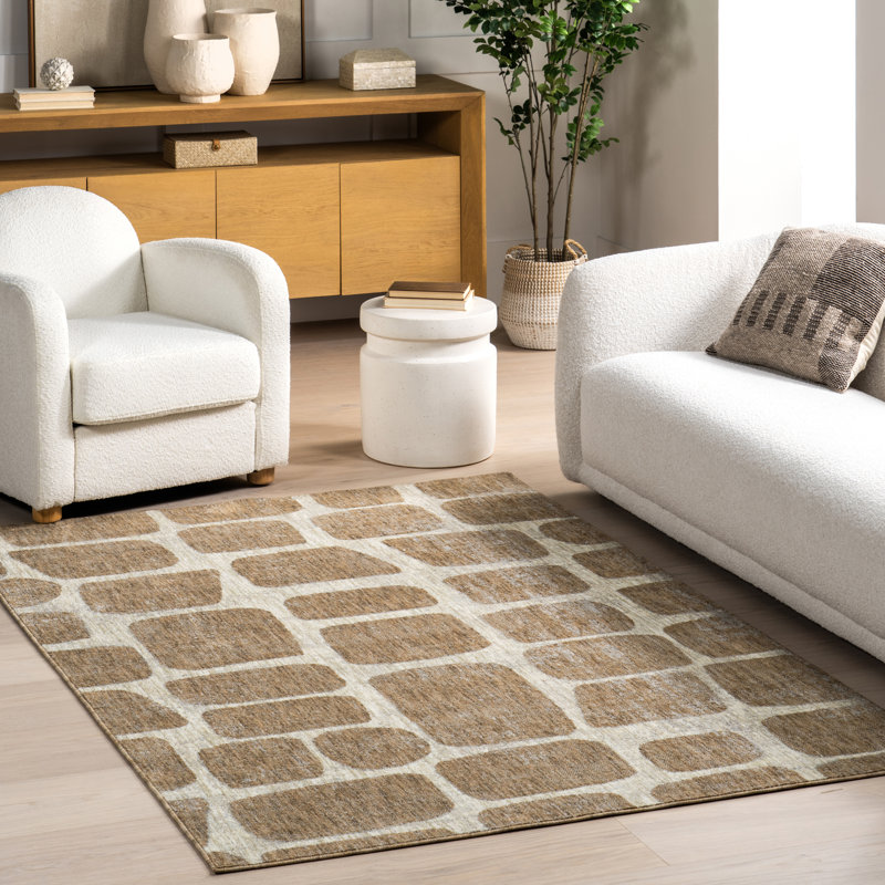 Tapis à motif géométrique moderne Aadhya, Rectangle 4pi x 6 pi