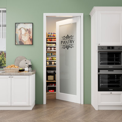 Interior Pantry Frosted Slab Door Solid Manufactured Wood Prime Standard Door Without Hardware Kit