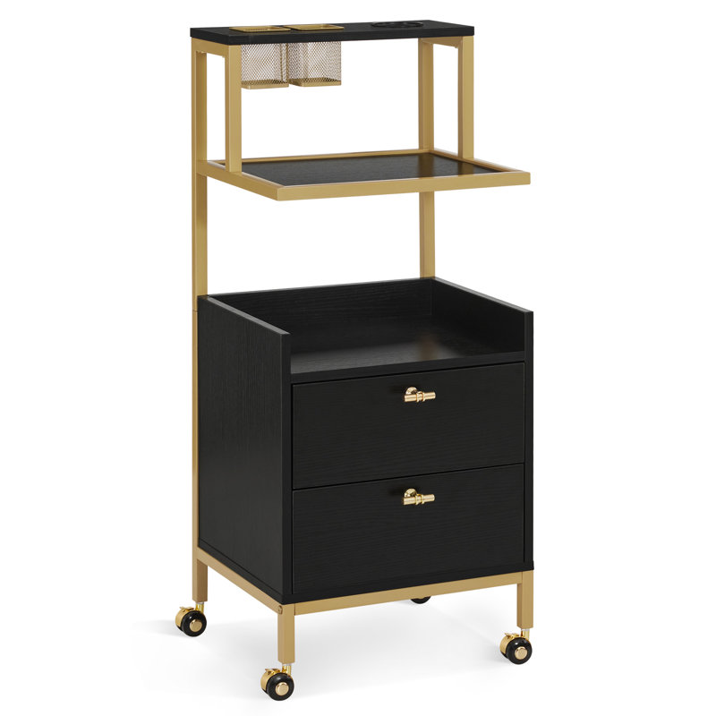 Chariot utilitaire avec tiroirs de rangement, chariot avec porte-outils en métal et panier, H 39,4 po x l 16,5 po x P 6,7 po