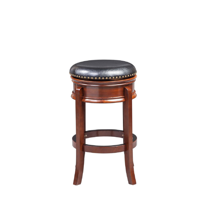 Kingsford Swivel Upholstered Counter Stool with Solid Wood Frame, Cherry, Bar Stool (29” Seat Height)