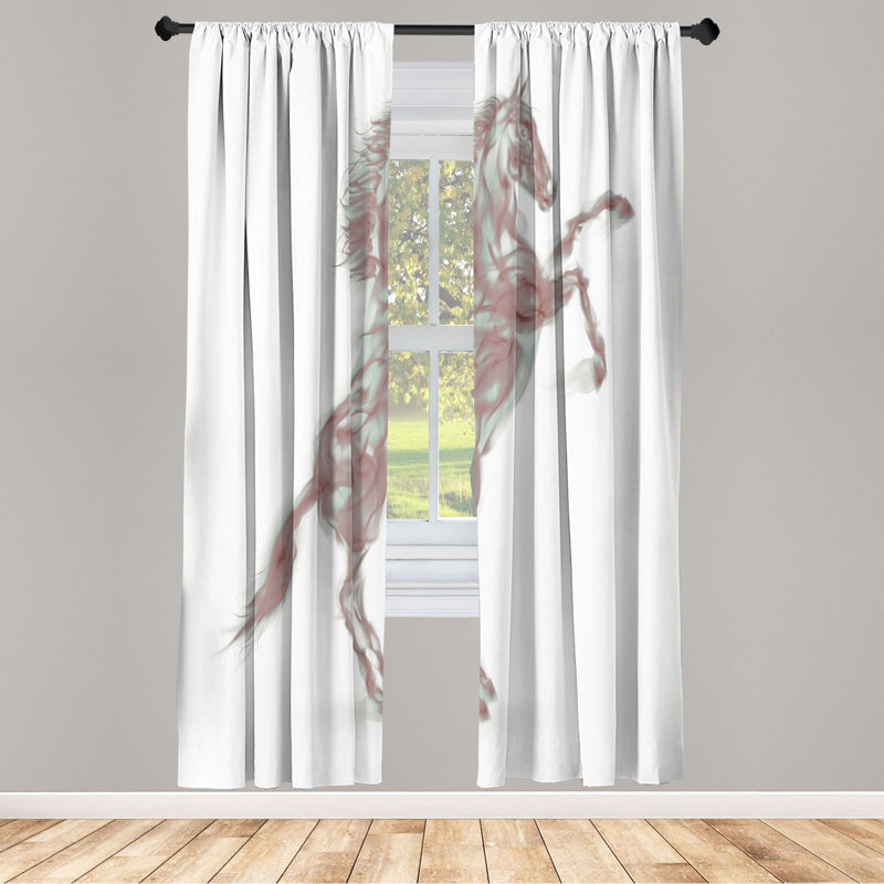 Microfiber Floral Semi-Sheer Rod Pocket Curtain Panels, 28" W x 84" L, Pink/Gray/White