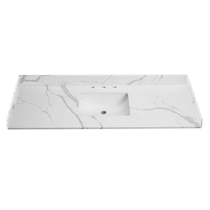 60" Quartz Single Bathroom Vanity Top with Sink（No Cabinet)