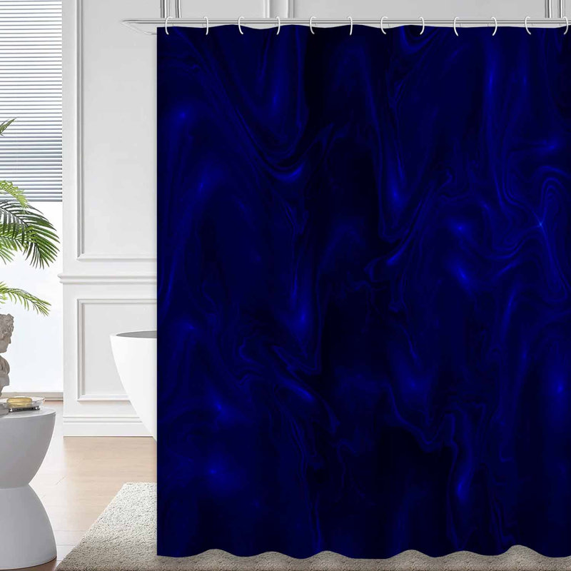 Rideau de douche bleu imperméable, rideaux de douche pour la salle de bain avec 12 crochets, 72" L x 72" W