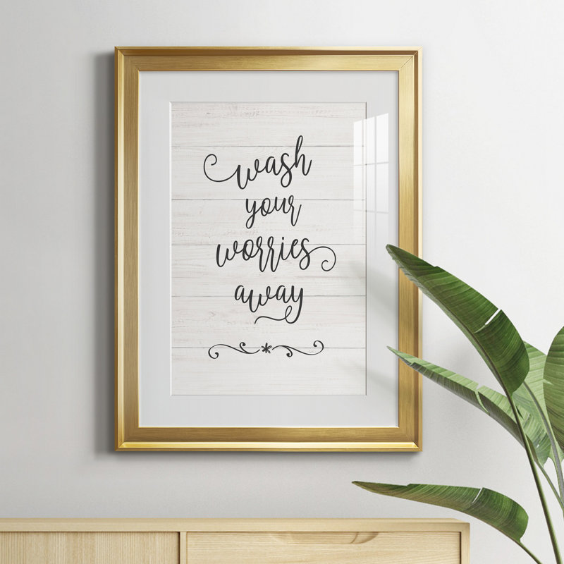 Wash Worries - Art textuel avec cadre photo, H 18,5 po x l 24,5 po x P 1,5 po, Or