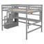 Lit mezzanine double avec bureau, tablettes de rangement et escalier, cadre de lit gris pour chambre d'enfant-1356119250