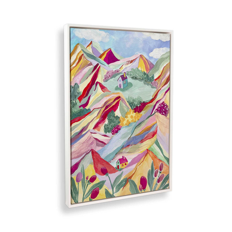 «Gouache Rainbow Landscape» par Garima Dhawan, reproduction d'art, Cadre flottant, H 24 po x l 18 po, Blanc