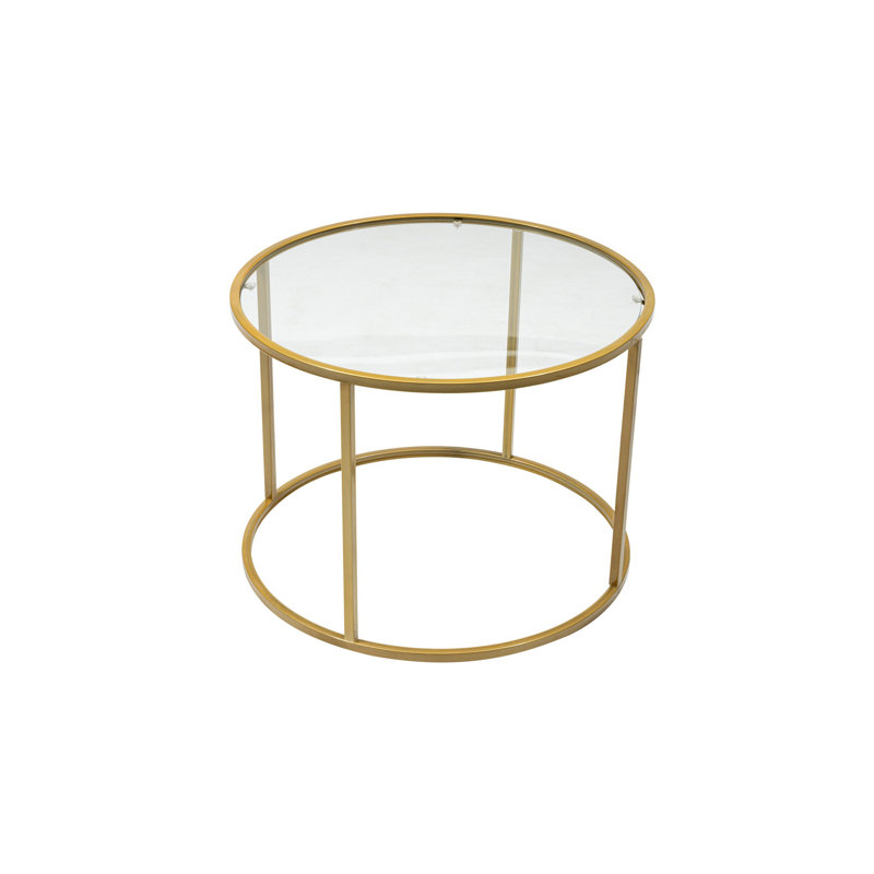 Modern Coffee Table with 100% Tempered Glass Top, Gold, 23.6 x 16.9 x 23.6 inches | Sturdy 100% Metal Frame with 0.6-inch Legs | Glamorous Design Perfect for Living Room & Contemporary Spaces