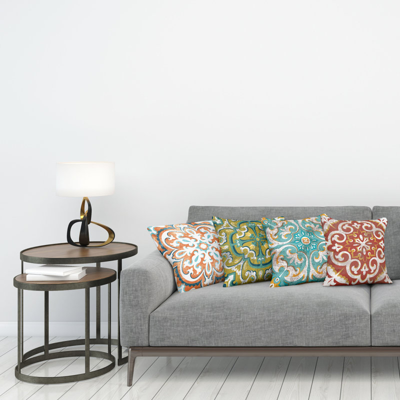 Haymer Indoor / Outdoor Damask Square Throw Cushion Cover, 40cm H x 40cm W x 0.01cm D