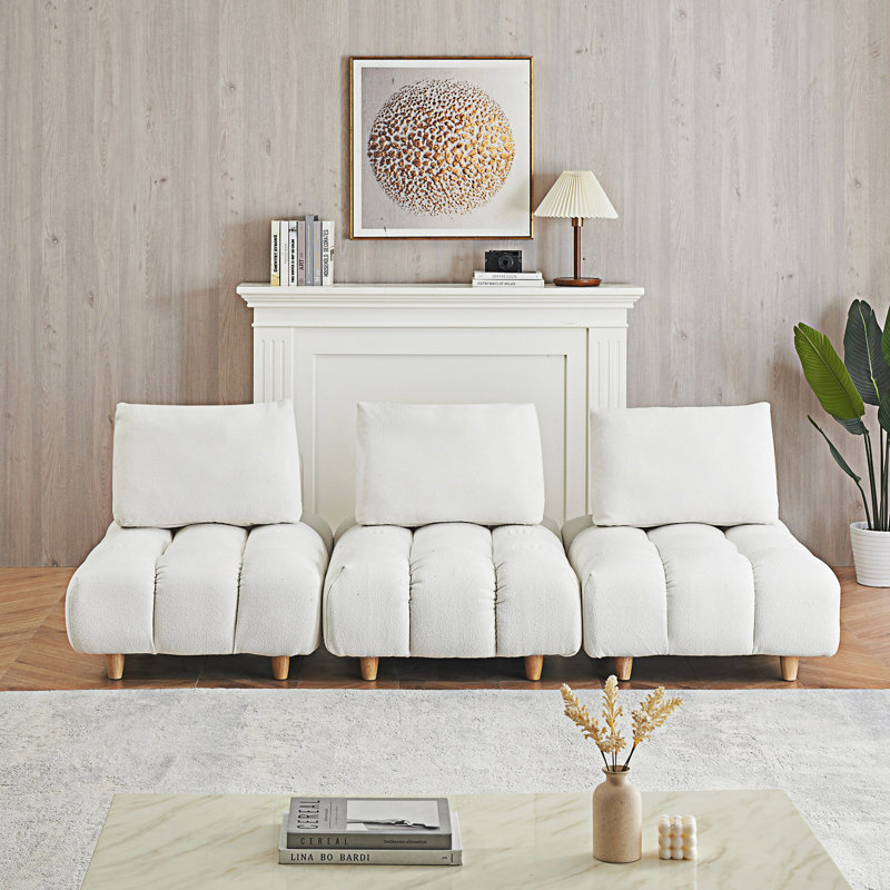 Canapé 2 places Mid-Century, 3, Beige