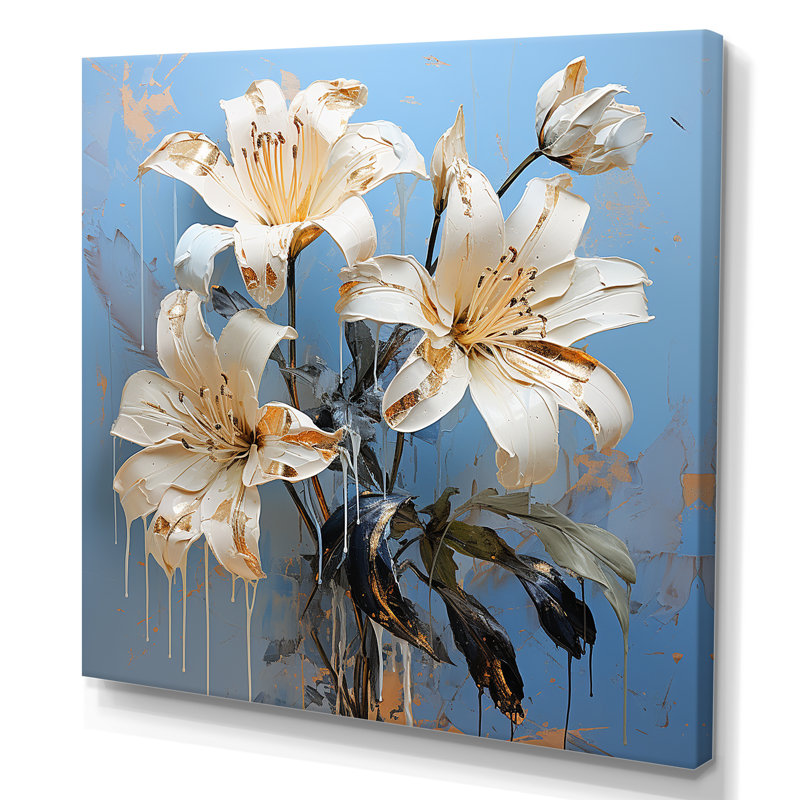 Radiant Serenade, pétales de lis sur toile, Toile tendue, H 30 po x l 30 po x P 1 po