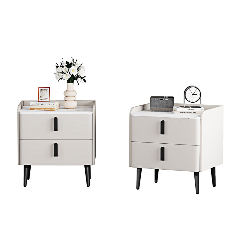 Table de chevet avec 2 tiroirs Nightstands, Blanc