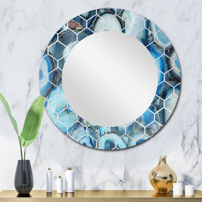 Turquoise Agathe - miroir mural tropical, 32 po x 32 po