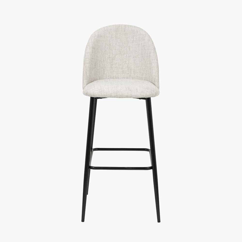 Upholstered Counter Stool with Metal Frame, Grey