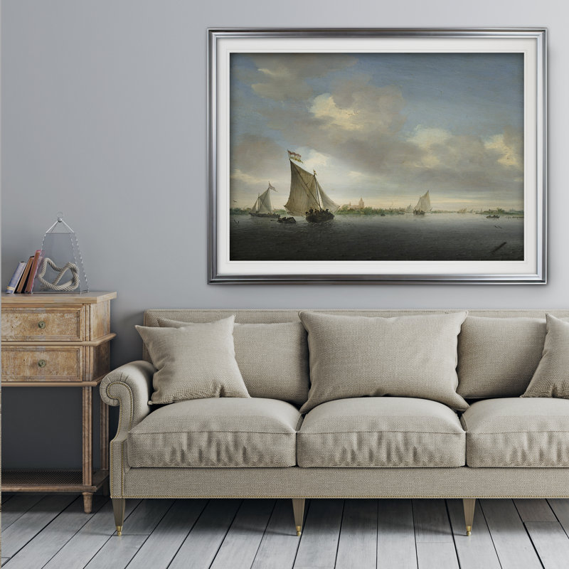 « after the rain », reproduction de peinture à l’huile, Cadre argenté, H 31 po x l 43 po x P 1,5 po, Blanc mat