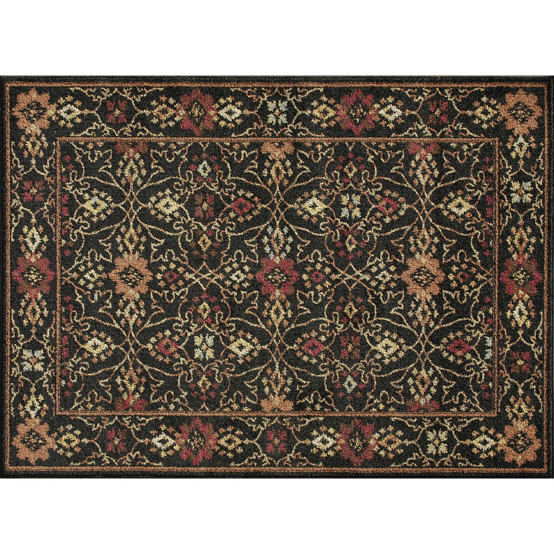 Valentino Black / Black Contemporary Rug, 3'9" x 5'6"