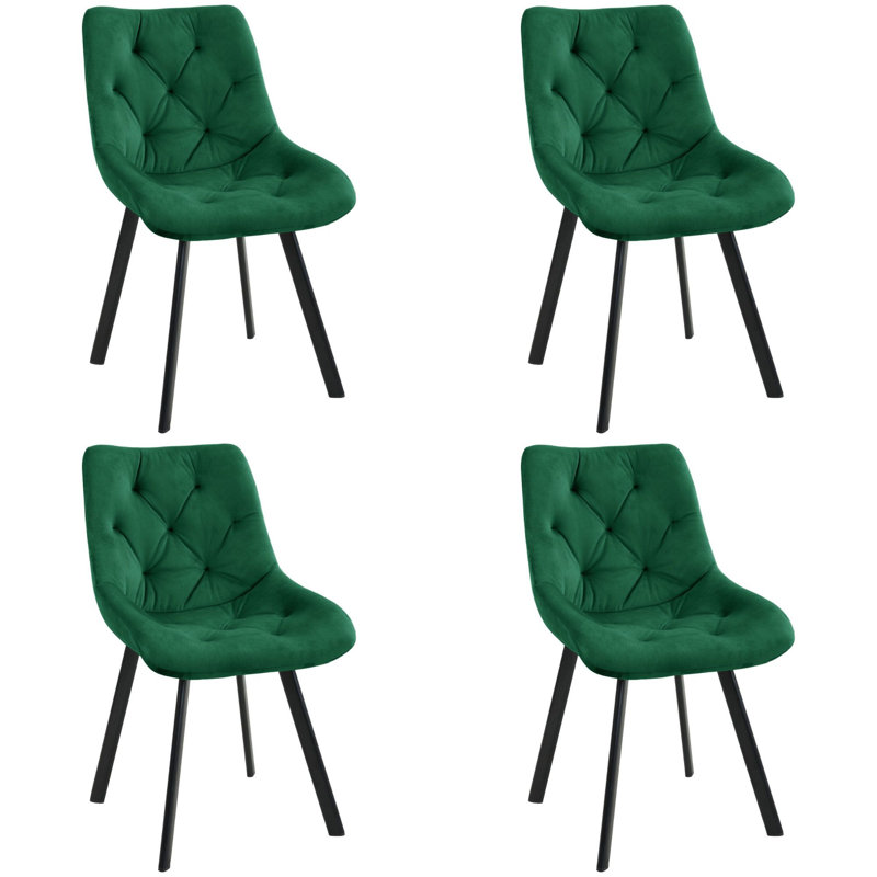 Montegut 49cm H Tufted Velvet Upholstered Upholstered Back Side Chair in Green