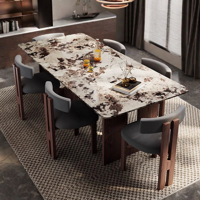 Stylish Faux Marble Dining Table Set