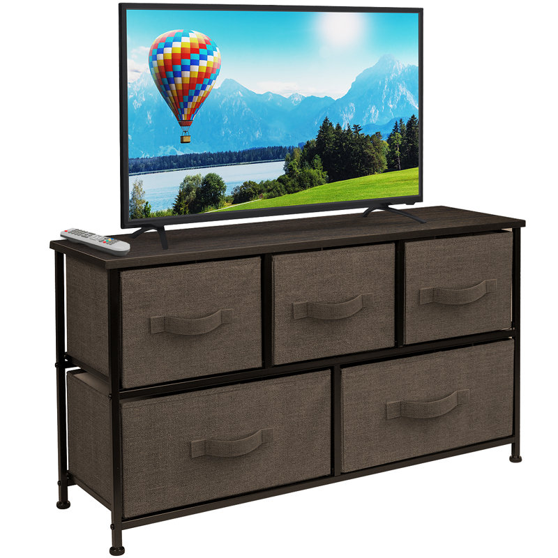 Commode à 5 tiroirs avec cubes de rangement, Marron