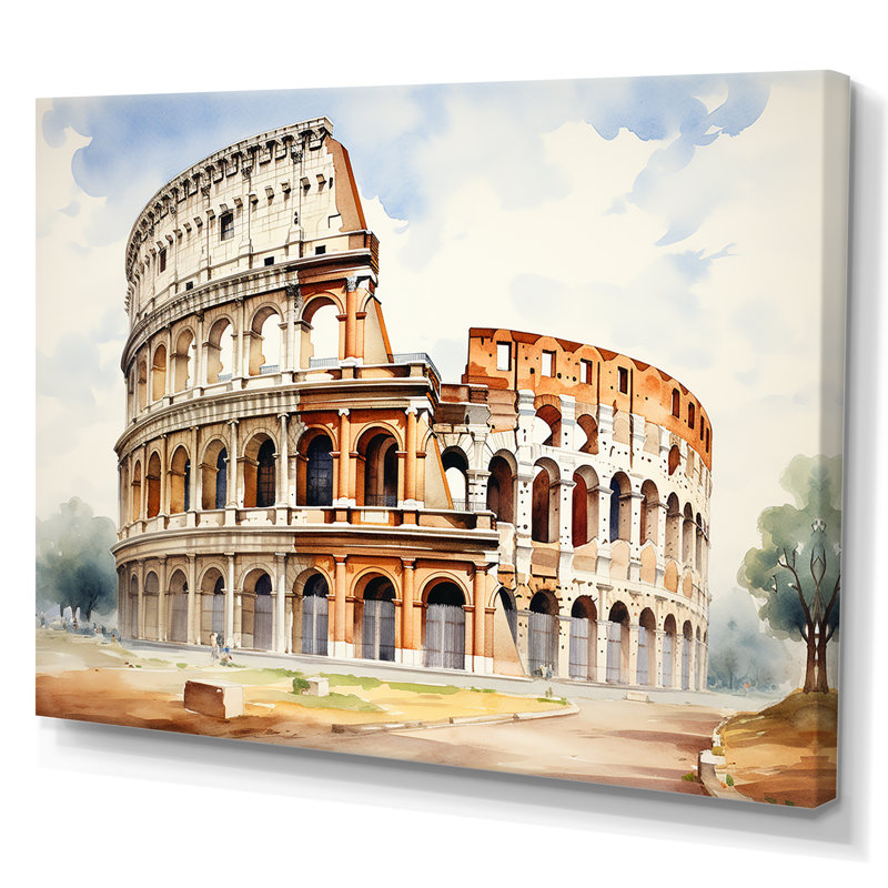 Italie, Colisée romain 4 - Italie, art mural, Toile tendue, H 24 po x l 32 po x P 1 po