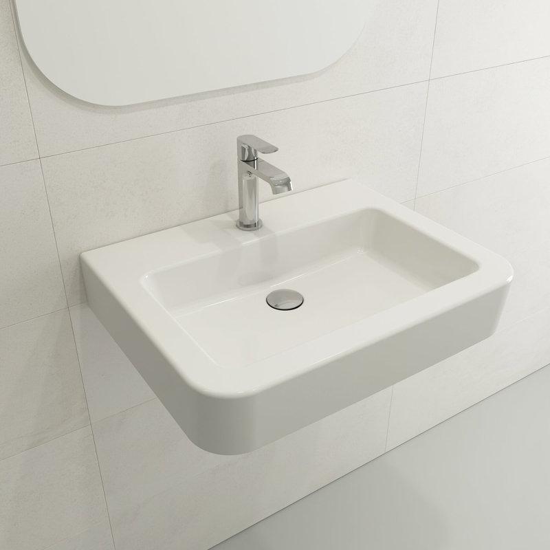 Parma 25.59'' L Bathroom Sink, White, Single-Hole