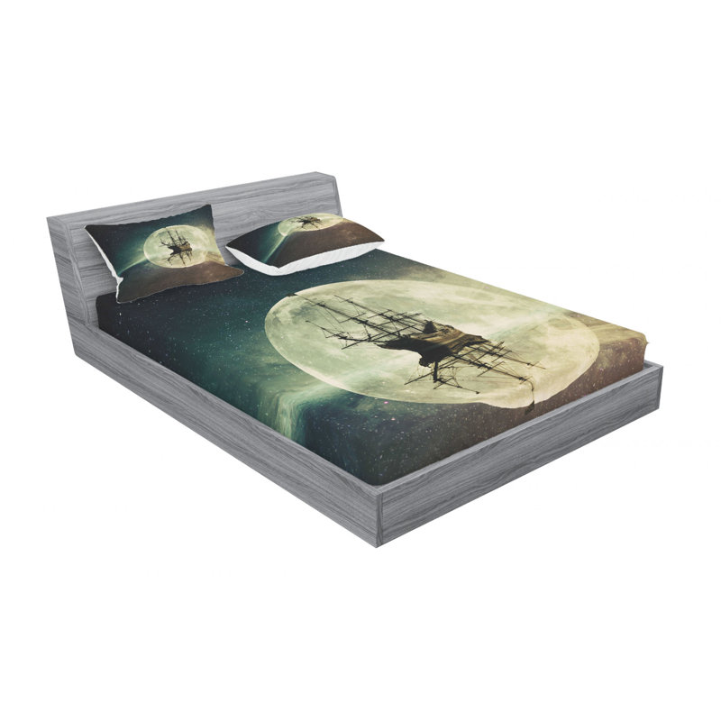 Ensemble de draps Old Ship on Sea, Ensemble de draps pour lit double avec un drap-hou