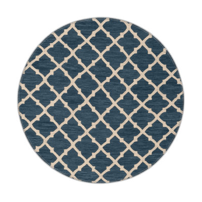 Trellis Blue Indoor and Outdoor Area Rug