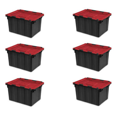 Sterilite 12 Gallon/45 Liter Hinged Lid Industrial Tote, Red Lid & Reviews