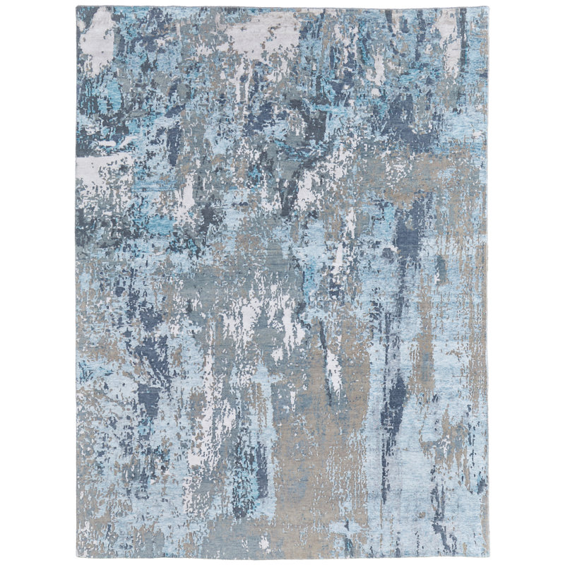 Tapis bleu Tarlisha, Rectangle 9 pi 6 po x 13 pi 6 po