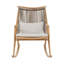 Chaise berçante d'extérieur avec structure en fer, dossier en rotin PE, coussin gris clair