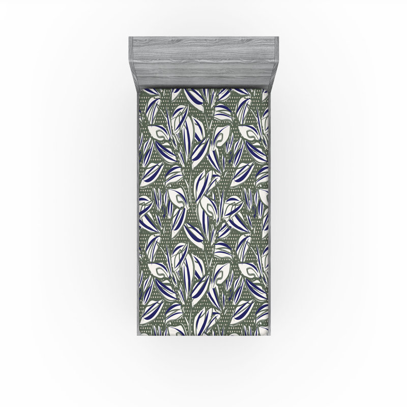 Drap-housse rustique Ambesonne, Drap-housse simple TG, Lavande foncé, vert sauge / floral